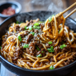 Mongolian ground beef noodles