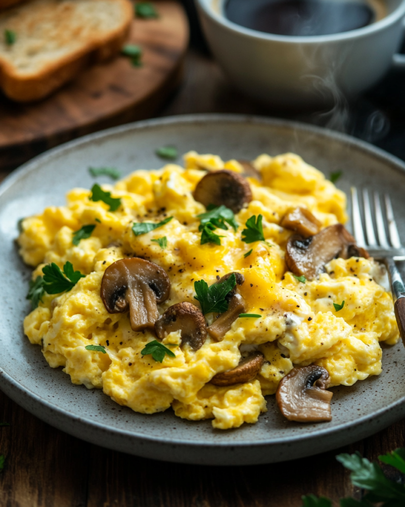 scrambled eggs with mushrooms